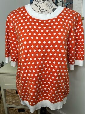 Brand New-Loft Red & White Polka Dot Top